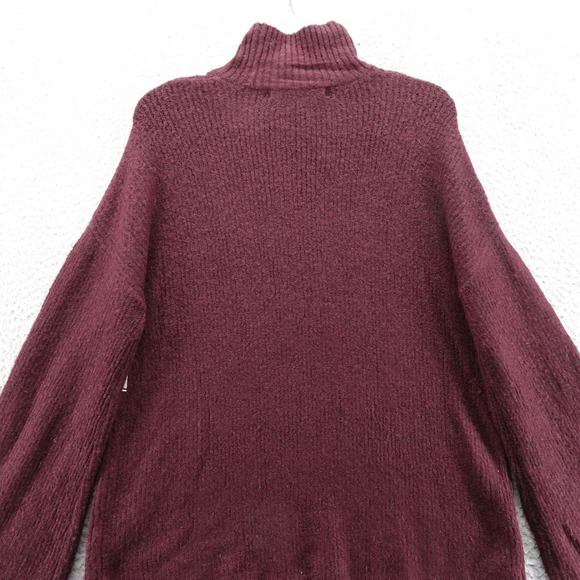 French Connection Mock Neck Bell Sleeve Cozy Knit Sweater Burgundy XS NEW - Picture 4 of 11